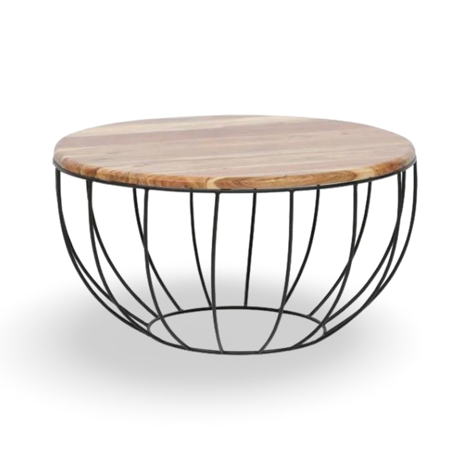 Sheesham Wood Round Coffee Table with metal Base - Image 1